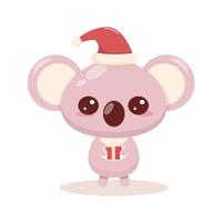 schattig vector dier voor Kerstmis kaarten. weinig koala met rood geschenk