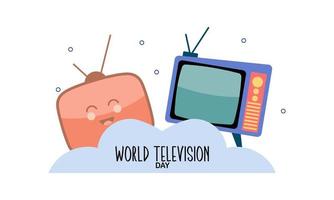 wijnoogst televisie tekenfilm illustratie. wereld televisie dag illustratie vector