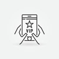 vip smartphone in handen vector schets icoon