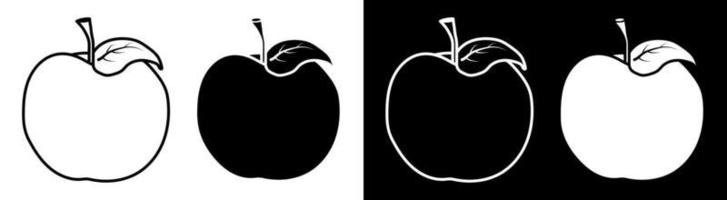 reeks van appel pictogrammen. sappig rijp vruchten. vegetarisch voedsel. een deel van menu ontwerp. zwart en wit vector