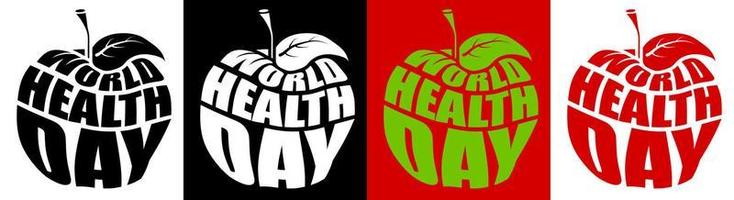 wereld Gezondheid dag decoratief opschrift in vorm van appel. belettering. gezond levensstijl en vegetarisme. vector
