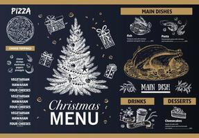 Kerstmis menu sjabloon, hand- getrokken illustratie. vector