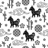 Chinese traditioneel dierenriem tekens paard naadloos patroon. oosters ornament vector
