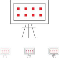alfabet bord onderwijs presentatie stoutmoedig en dun zwart lijn icoon reeks vector