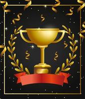 award viering sjabloonontwerp met trofee vector