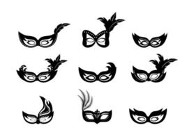 mardi gras maskers silhouet pictogramserie vector