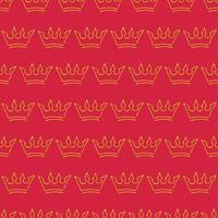 hand- getrokken kronen. naadloos patroon van gemakkelijk graffiti schetsen koningin of koning kronen. Koninklijk keizerlijk kroning en monarch symbolen. geel borstel tekening geïsoleerd Aan rood achtergrond. vector illustratie.