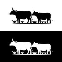 silhouet stijl koe logo illustratie vector