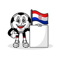 mascotte tekenfilm Amerikaans voetbal Kroatië vlag met banier vector