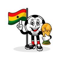 mascotte tekenfilm Amerikaans voetbal Ghana vlag met trofee wereld winnaar vector