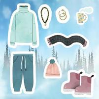 waterverf winter kleren essentials vector