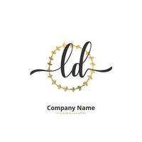 ld eerste handschrift en handtekening logo ontwerp met cirkel. mooi ontwerp handgeschreven logo voor mode, team, bruiloft, luxe logo. vector