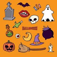 handgetekende enge halloween-elementencollecties vector