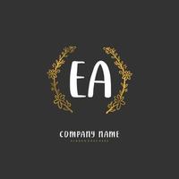 ea eerste handschrift en handtekening logo ontwerp met cirkel. mooi ontwerp handgeschreven logo voor mode, team, bruiloft, luxe logo. vector