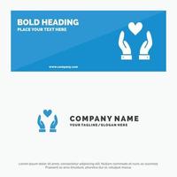 hand- liefde liefdadigheid solide icoon website banier en bedrijf logo sjabloon vector