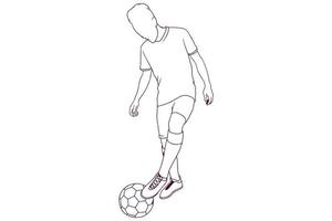 Amerikaans voetbal speler dribbelen hand- getrokken stijl vector illustratie