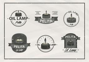 Pelita olie lamp oude vintage label vector