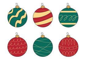 een reeks van gekleurde Kerstmis ballen voor decoratie voor kerst versiering naar creëren een feestelijk atmosfeer. vector illustratie.