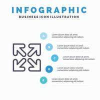 pijl richting Actie lijn icoon met 5 stappen presentatie infographics achtergrond vector