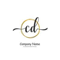 CD eerste handschrift en handtekening logo ontwerp met cirkel. mooi ontwerp handgeschreven logo voor mode, team, bruiloft, luxe logo. vector