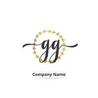 gg eerste handschrift en handtekening logo ontwerp met cirkel. mooi ontwerp handgeschreven logo voor mode, team, bruiloft, luxe logo. vector