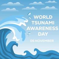 wereld tsunami bewustzijn dag ontwerp illustratie vector