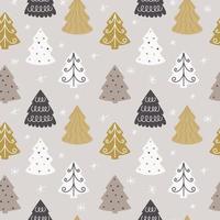 winter naadloos patroon met divers hand- getrokken Kerstmis bomen. feestelijk naadloos achtergrond voor winter en nieuw jaar vakantie. vector illustratie