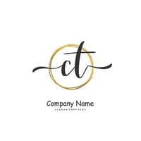 ct eerste handschrift en handtekening logo ontwerp met cirkel. mooi ontwerp handgeschreven logo voor mode, team, bruiloft, luxe logo. vector