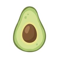 voor de helft een avocado met pit en vlees. rijp vers avocado fruit. gezond vegetarisch biologisch voedsel. vector illustratie voor gezond levensstijl en mooi zo voeding