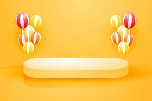 geel achtergrond abstract 3d tafereel met ballonnen voor Product uitverkoop vector