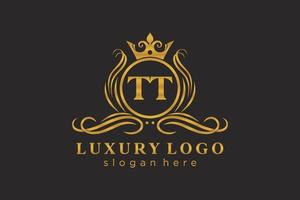 eerste tt brief Koninklijk luxe logo sjabloon in vector kunst voor restaurant, royalty, boetiek, cafe, hotel, heraldisch, sieraden, mode en andere vector illustratie.