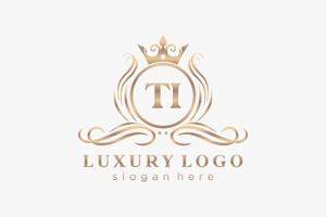 eerste ti brief Koninklijk luxe logo sjabloon in vector kunst voor restaurant, royalty, boetiek, cafe, hotel, heraldisch, sieraden, mode en andere vector illustratie.