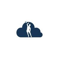volleybal speler wolk vorm vector logo ontwerp.