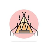 kamp tent camping abstract cirkel achtergrond vlak kleur icoon vector