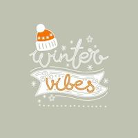 winter motief. knus illustratie met winter gevoel belettering, sneeuwvlokken en andere decor. Super goed voor ansichtkaart, banier, poster, t-shirt. vector