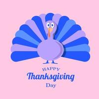 thanksgiving day vakantie paars en blauw kalkoen vector