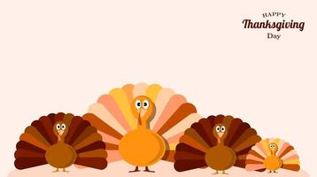 leuke kalkoenenbanner voor thanksgiving day vector