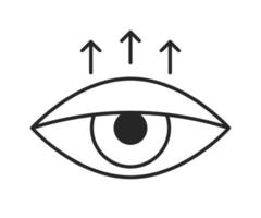 ooglidcorrectie, ooglid chirurgie, lijn icoon. oog met naar beneden deksel teken. correctie esthetisch visie van oog. vector schets illustratie
