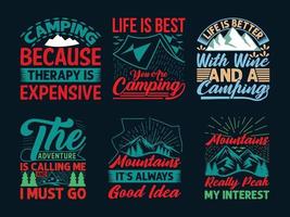 camping t-shirt ontwerp bundel vector