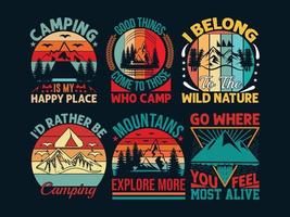 camping t-shirt ontwerp bundel vector