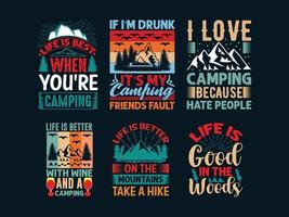 camping t-shirt ontwerp bundel vector