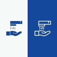 hand- wassen wassen schoonmaak lijn en glyph solide icoon blauw banier lijn en glyph solide icoon blauw banier vector