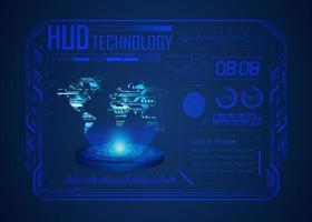 modern hud technologie wereld kaart scherm achtergrond vector