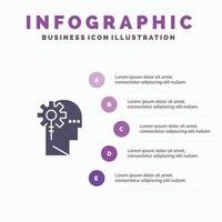 analytics kritiek menselijk informatie verwerken solide icoon infographics 5 stappen presentatie backgro vector