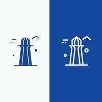 Canada co toren Canada toren gebouw lijn en glyph solide icoon blauw banier lijn en glyph solide ico vector