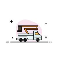 kraan vrachtauto optillen hijs- vervoer bedrijf vlak lijn gevulde icoon vector banier sjabloon