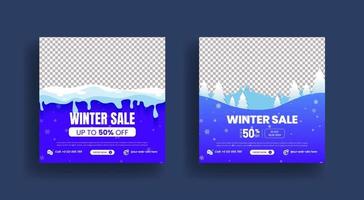 winter mode uitverkoop sociaal media na, web banier advertenties sjabloon met modern 3d stijl geschikt voor website banier, plein folder of poster en afzet folder ontwerp vector