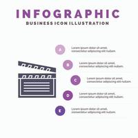 Amerikaans films video Verenigde Staten van Amerika solide icoon infographics 5 stappen presentatie achtergrond vector