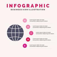 wereld wereldbol internet ontwerp solide icoon infographics 5 stappen presentatie achtergrond vector