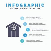 stad bouw huis solide icoon infographics 5 stappen presentatie achtergrond vector